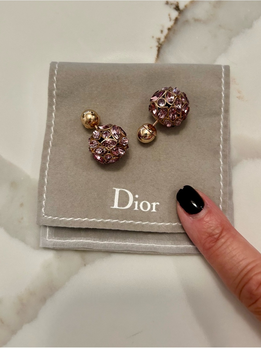 CHRISTIAN DIOR Pink Crystal Tribales Earrings - PRISTINE Condition